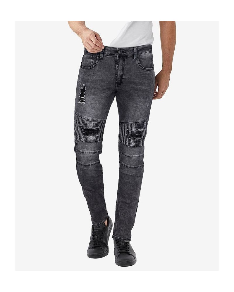 Men's Rawx Slim Fit Moto Detail Stretch Jeans Black Wash $39.78 Jeans