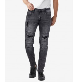 Men's Rawx Slim Fit Moto Detail Stretch Jeans Black Wash $39.78 Jeans