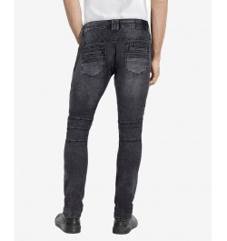 Men's Rawx Slim Fit Moto Detail Stretch Jeans Black Wash $39.78 Jeans