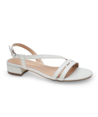 Women's Glenni Kitten Heel Strappy Sandals White $50.49 Shoes