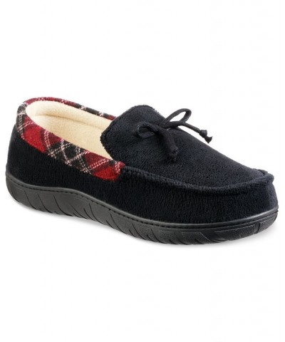 Men's Microterry Moccasin Memory Foam Slippers Black $14.72 Shoes