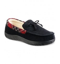 Men's Microterry Moccasin Memory Foam Slippers Black $14.72 Shoes