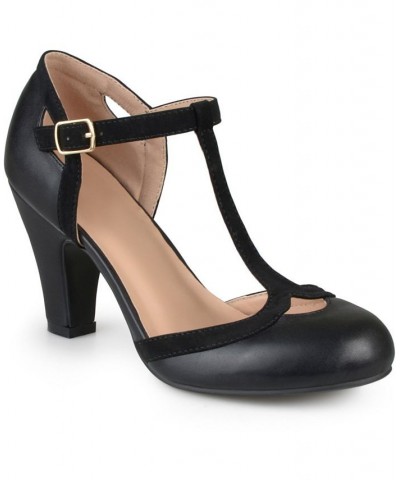 Women's Olina T-Strap Heels Black $44.00 Shoes