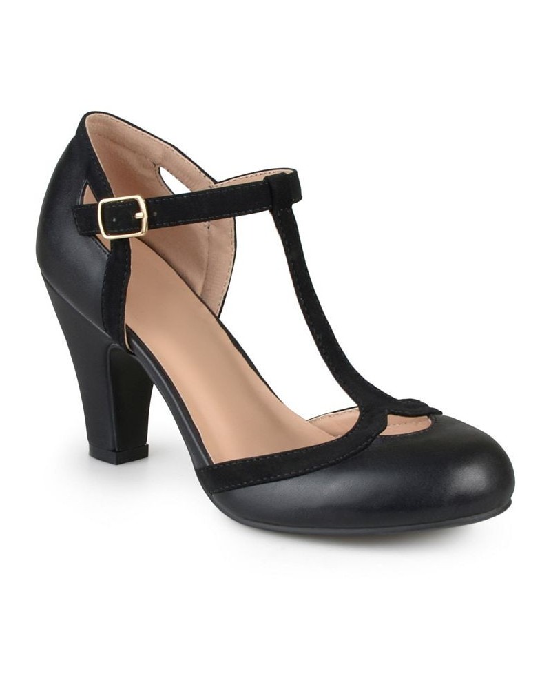 Women's Olina T-Strap Heels Black $44.00 Shoes