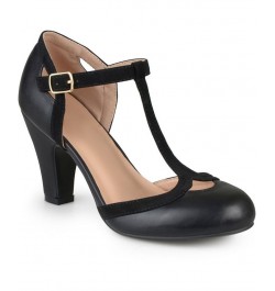 Women's Olina T-Strap Heels Black $44.00 Shoes