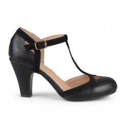 Women's Olina T-Strap Heels Black $44.00 Shoes