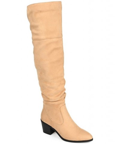 Women's Zivia Wide Calf Boots Tan $40.80 Shoes