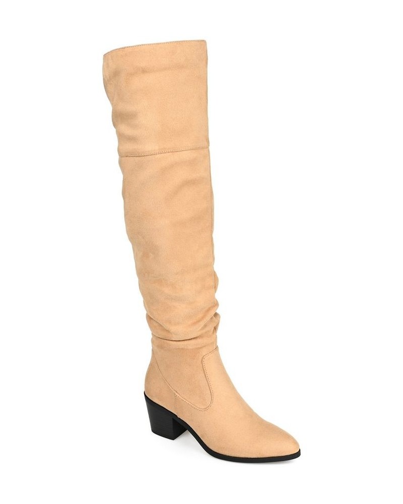 Women's Zivia Wide Calf Boots Tan $40.80 Shoes