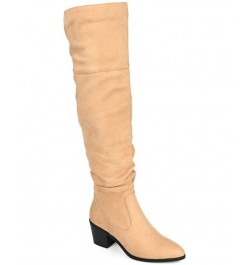 Women's Zivia Wide Calf Boots Tan $40.80 Shoes