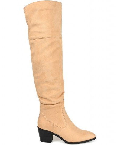 Women's Zivia Wide Calf Boots Tan $40.80 Shoes