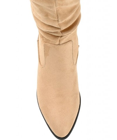 Women's Zivia Wide Calf Boots Tan $40.80 Shoes