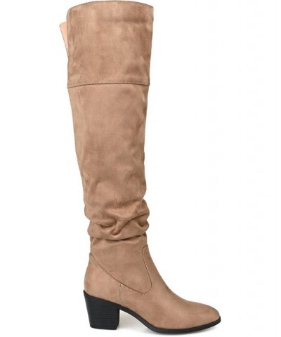 Women's Zivia Wide Calf Boots Tan $40.80 Shoes