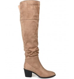 Women's Zivia Wide Calf Boots Tan $40.80 Shoes