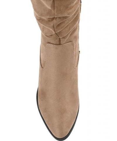 Women's Zivia Wide Calf Boots Tan $40.80 Shoes