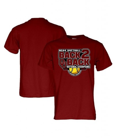 Men's Crimson Oklahoma Sooners Back-to-Back NCAA Softball Women's College World Series Champions T-shirt $21.27 Tops