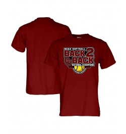 Men's Crimson Oklahoma Sooners Back-to-Back NCAA Softball Women's College World Series Champions T-shirt $21.27 Tops