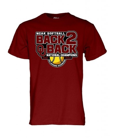 Men's Crimson Oklahoma Sooners Back-to-Back NCAA Softball Women's College World Series Champions T-shirt $21.27 Tops