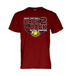 Men's Crimson Oklahoma Sooners Back-to-Back NCAA Softball Women's College World Series Champions T-shirt $21.27 Tops