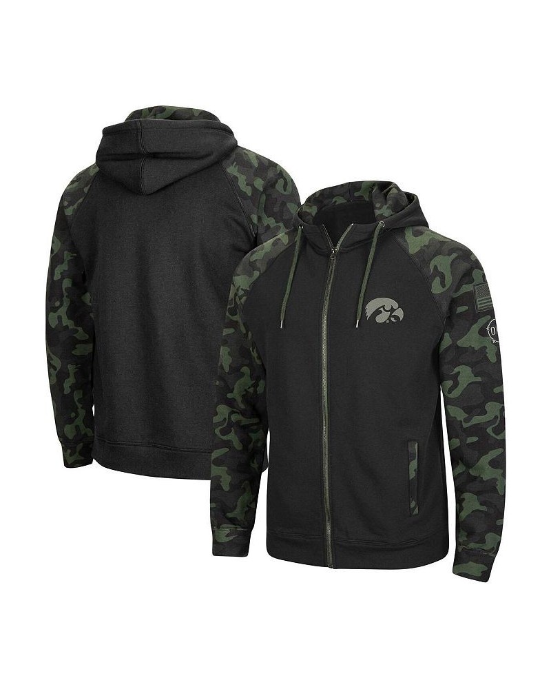 Men's Black Iowa Hawkeyes OHT Military-Inspired Appreciation Camo Raglan Full-Zip Hoodie $44.19 Sweatshirt