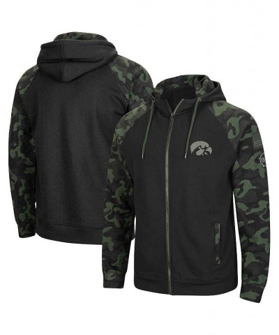 Men's Black Iowa Hawkeyes OHT Military-Inspired Appreciation Camo Raglan Full-Zip Hoodie $44.19 Sweatshirt