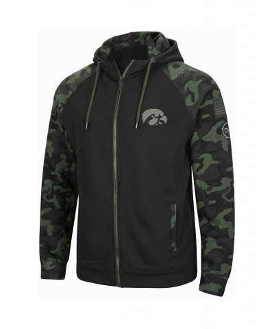 Men's Black Iowa Hawkeyes OHT Military-Inspired Appreciation Camo Raglan Full-Zip Hoodie $44.19 Sweatshirt