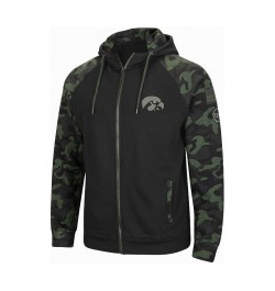 Men's Black Iowa Hawkeyes OHT Military-Inspired Appreciation Camo Raglan Full-Zip Hoodie $44.19 Sweatshirt