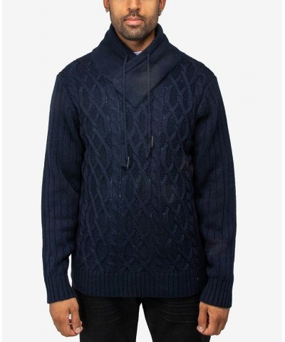 Men's Shawl Neck Knit Sweater Navy $23.50 Sweaters