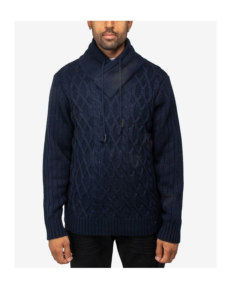 Men's Shawl Neck Knit Sweater Navy $23.50 Sweaters