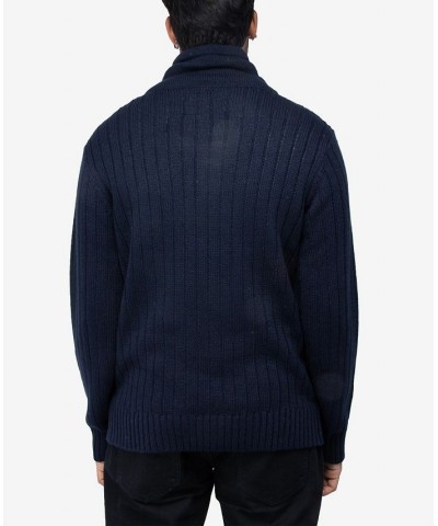 Men's Shawl Neck Knit Sweater Navy $23.50 Sweaters