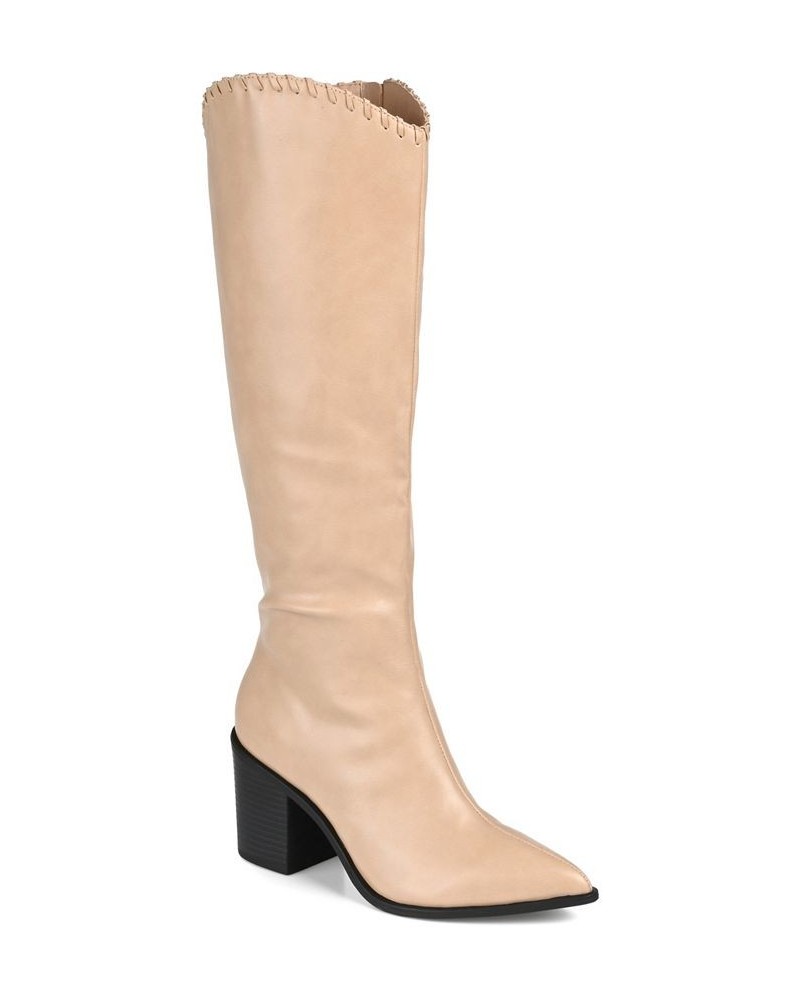 Women's Daria Extra Wide Calf Western Boots Tan/Beige $58.80 Shoes