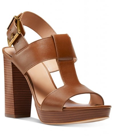 Women's Becker T-Strap Slingback Sandals Brown $68.20 Shoes