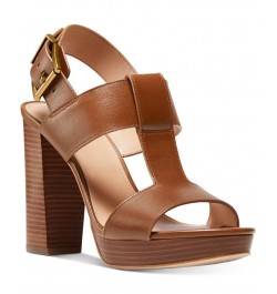 Women's Becker T-Strap Slingback Sandals Brown $68.20 Shoes