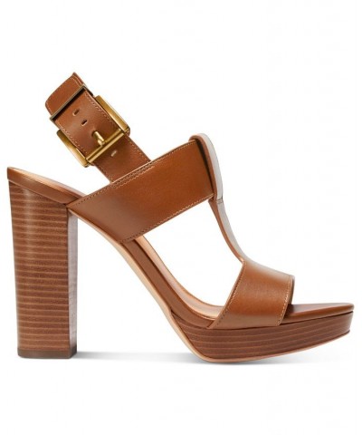 Women's Becker T-Strap Slingback Sandals Brown $68.20 Shoes