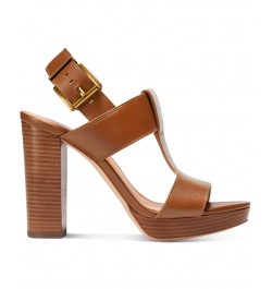 Women's Becker T-Strap Slingback Sandals Brown $68.20 Shoes