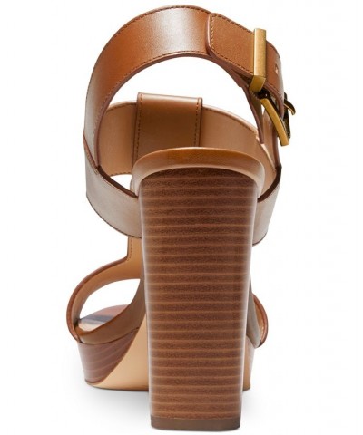 Women's Becker T-Strap Slingback Sandals Brown $68.20 Shoes