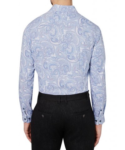 Men's Slim-Fit Performance Stretch Paisley-Print Dress Shirt Blue $26.87 Dress Shirts