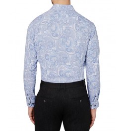 Men's Slim-Fit Performance Stretch Paisley-Print Dress Shirt Blue $26.87 Dress Shirts