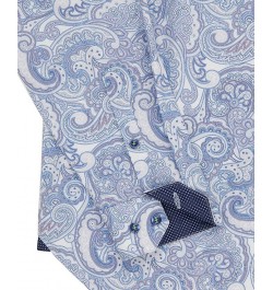 Men's Slim-Fit Performance Stretch Paisley-Print Dress Shirt Blue $26.87 Dress Shirts