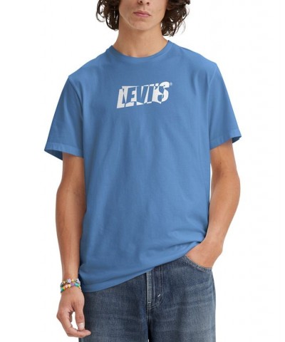 Men's Short Sleeve Crewneck Logo Graphic T-Shirt Blue $16.80 T-Shirts