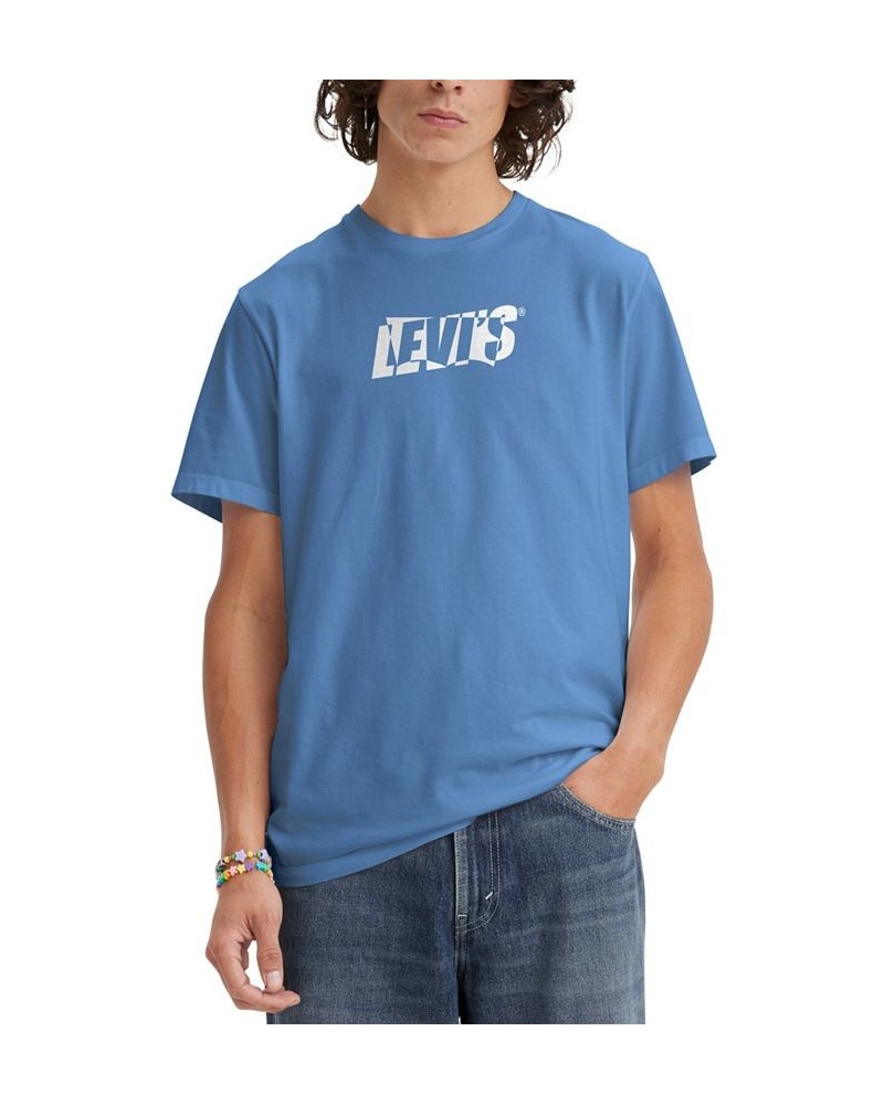 Men's Short Sleeve Crewneck Logo Graphic T-Shirt Blue $16.80 T-Shirts