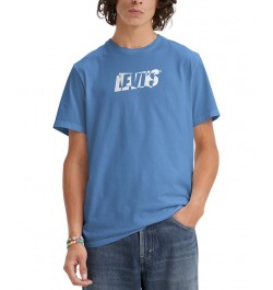 Men's Short Sleeve Crewneck Logo Graphic T-Shirt Blue $16.80 T-Shirts