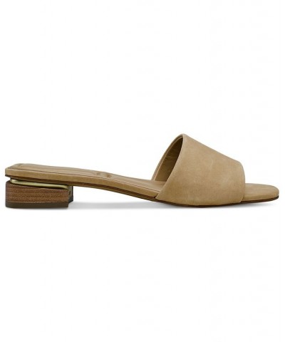 Cheleah Slip-On Block-Heel Slide Sandals Tan/Beige $49.05 Shoes