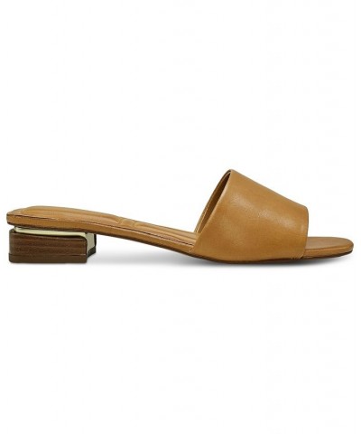 Cheleah Slip-On Block-Heel Slide Sandals Tan/Beige $49.05 Shoes