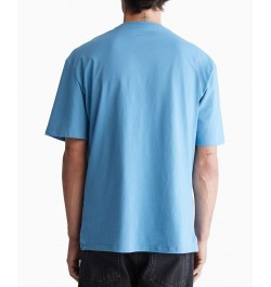 Men's Relaxed-Fit Blur Monogram Logo Graphic T-Shirt Blue $17.75 T-Shirts