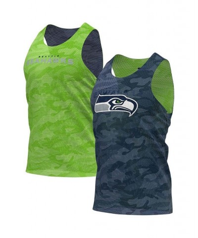 Men's College Navy, Green Seattle Seahawks Reversible Mesh Tank Top $21.12 T-Shirts