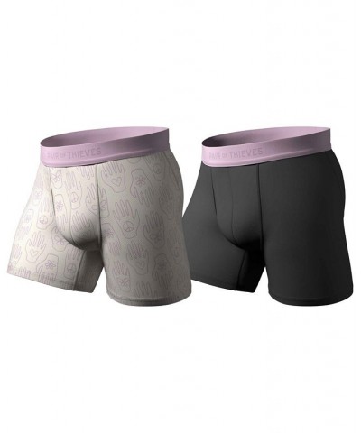 Men's Hustle 2-Pk. 4-Way Stretch Quick-Dry 5" Boxer Briefs Purple $17.02 Underwear