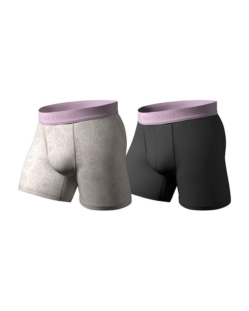 Men's Hustle 2-Pk. 4-Way Stretch Quick-Dry 5" Boxer Briefs Purple $17.02 Underwear