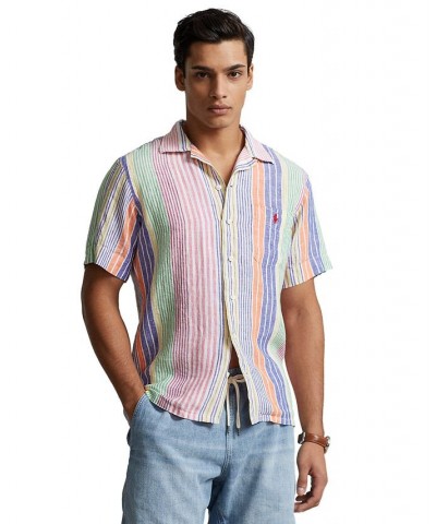 Men's Classic-Fit Striped Linen Camp Shirt Multi $44.40 Shirts