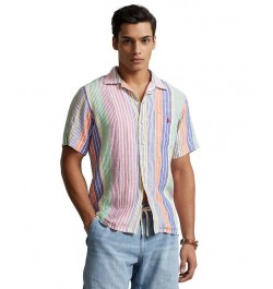 Men's Classic-Fit Striped Linen Camp Shirt Multi $44.40 Shirts