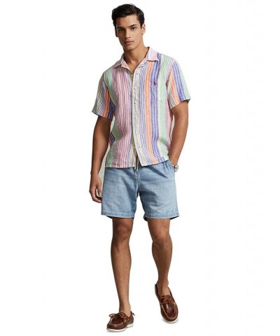 Men's Classic-Fit Striped Linen Camp Shirt Multi $44.40 Shirts